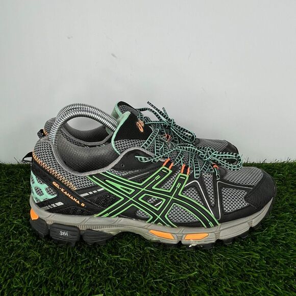 ASICS GEL-Kahana 8 T6L5N Women's Black/Ice Green/Hot Orange Trail Running Sz 9 - Picture 2 of 8